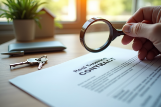 Contrat immobilier sur un bureau en lumière naturelle