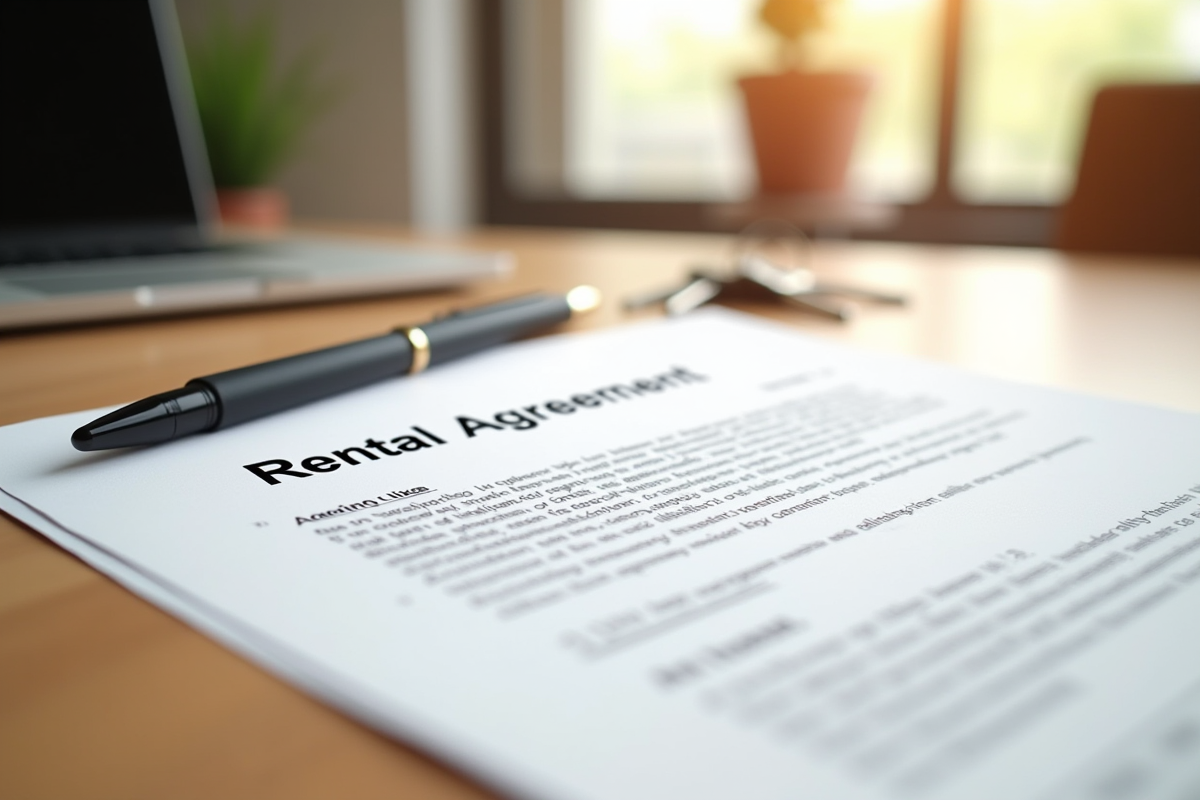 Contrat de location signé avec clés sur bureau lumineux