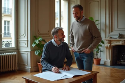 Couple dans un appartement renov&eacute; a Paris