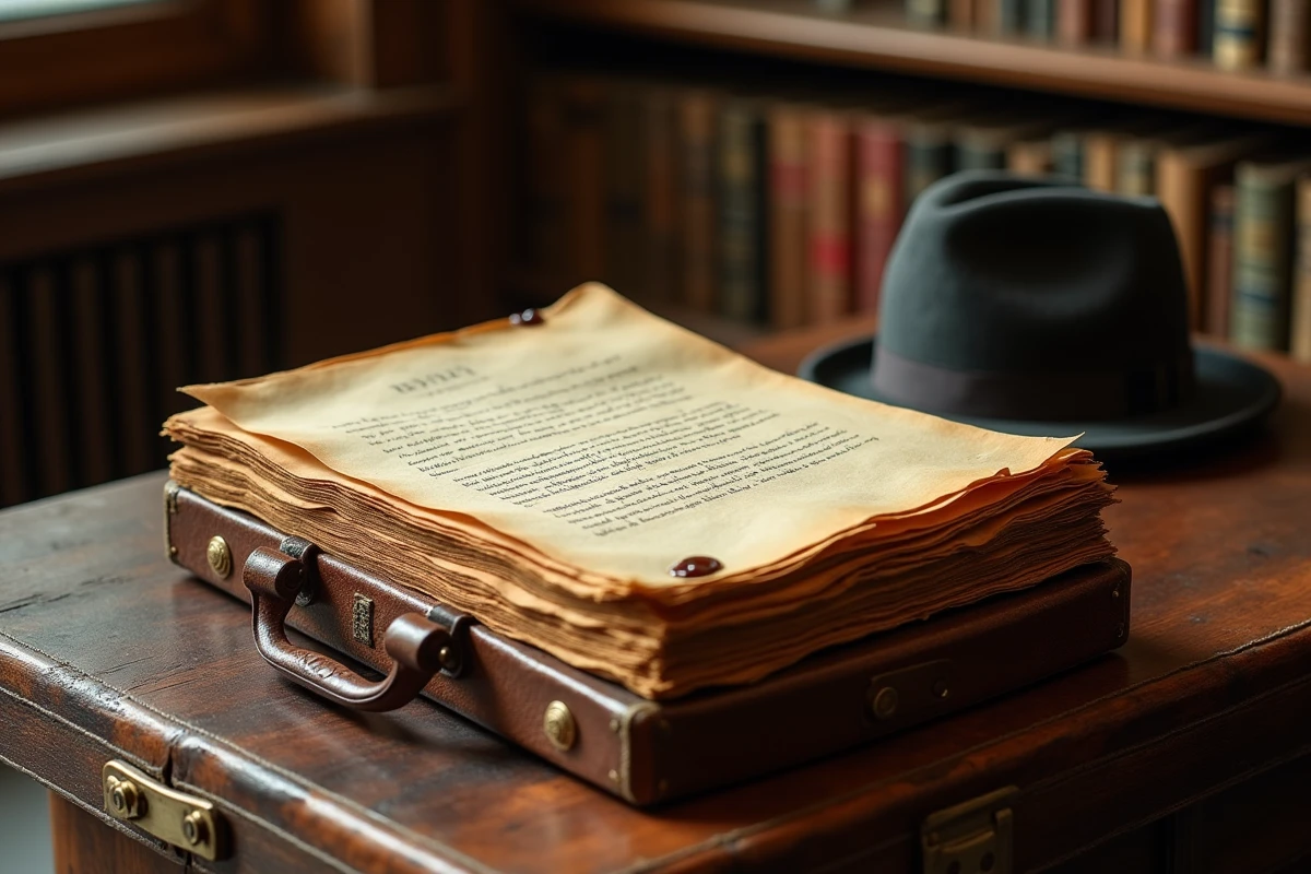 Pile de documents juridiques anciennes sur un bureau en int&eacute;rieur