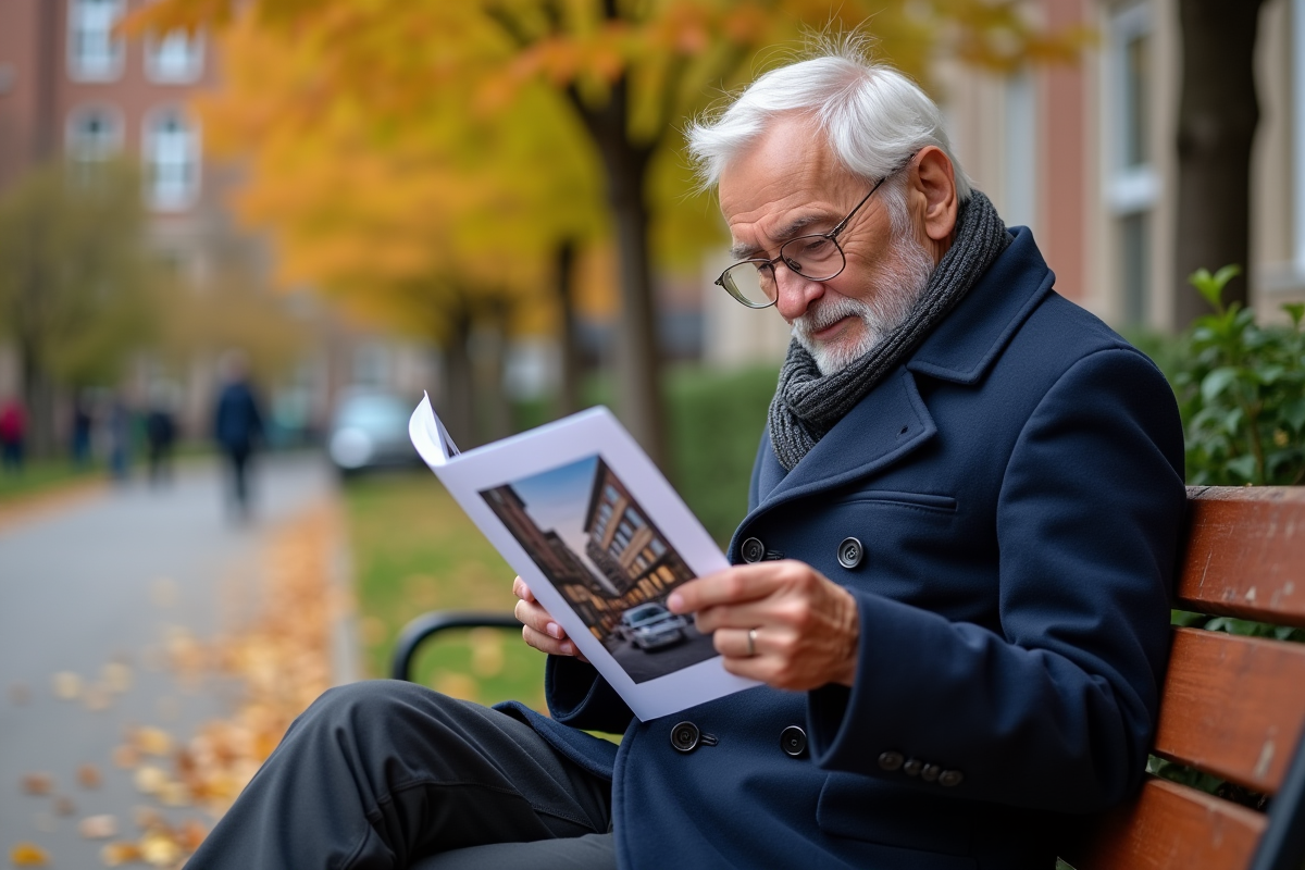 Homme examine une brochure d