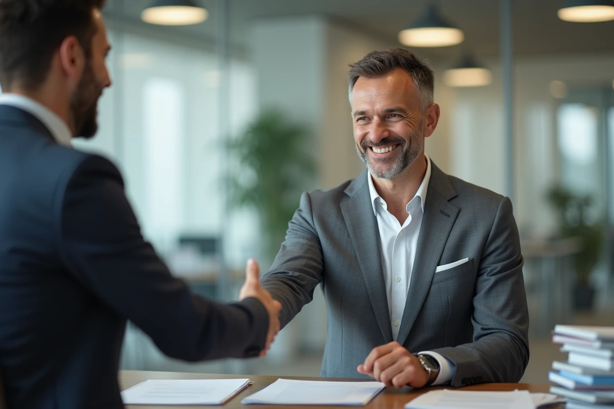 Homme en costume serrant la main d