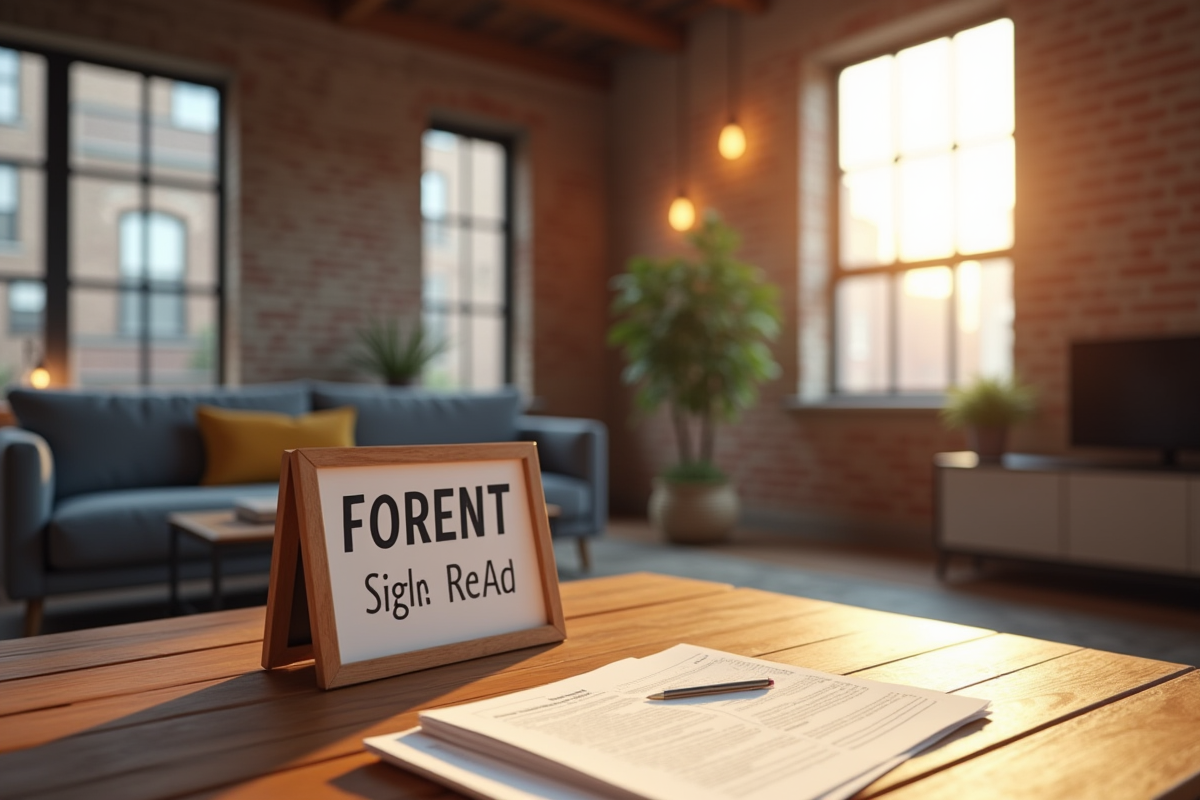 Loft rénové avec lumière naturelle et panneau de location