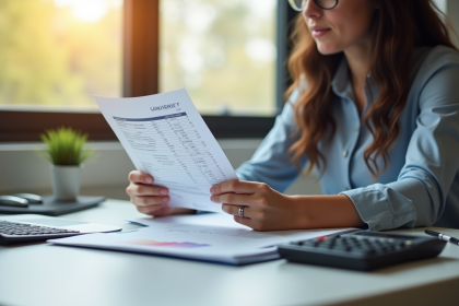 Personne comparant deux documents financiers pour un prêt