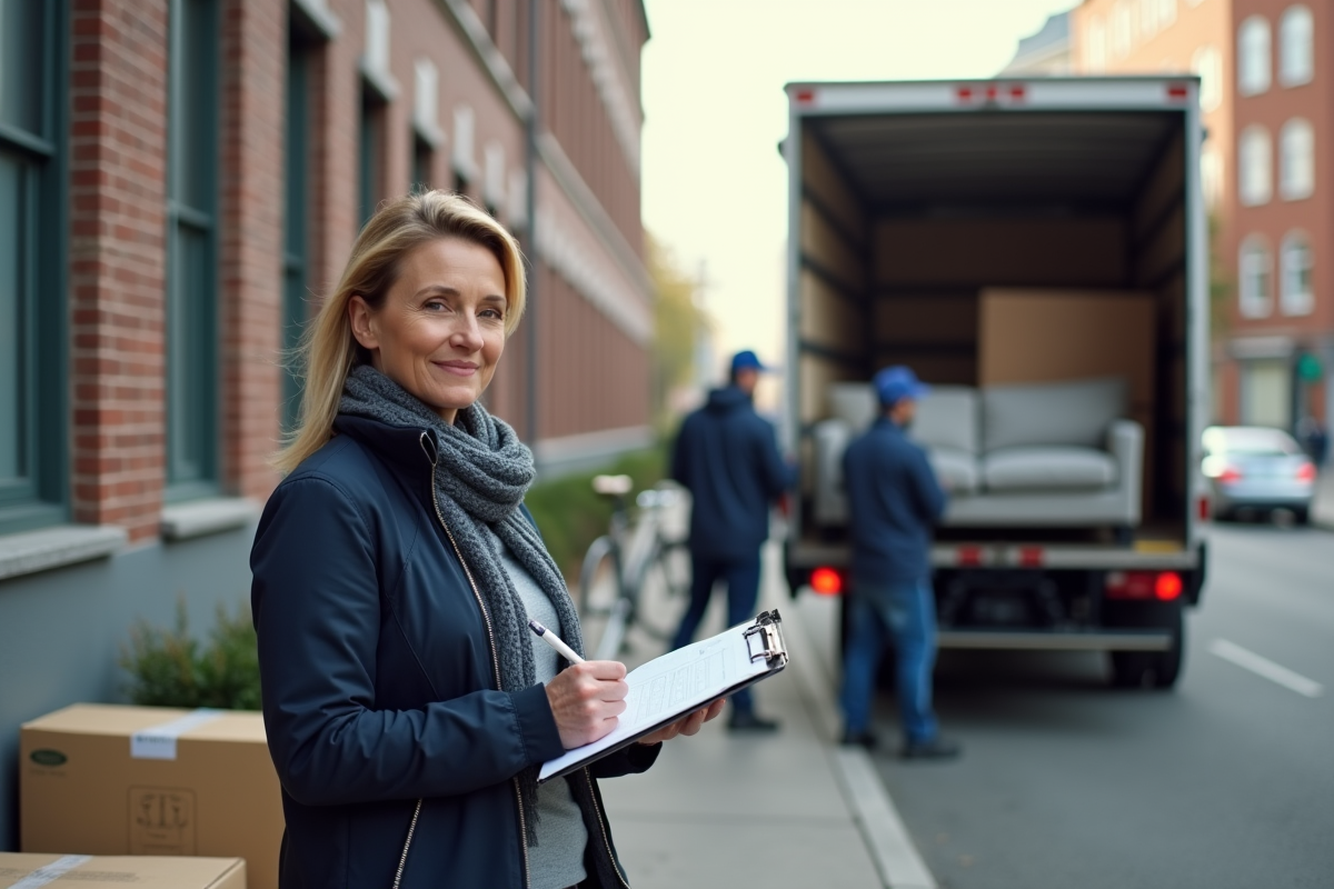 Femme supervisant le chargement d